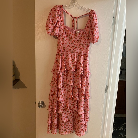 WAYF Agatha Floral Tiered Ruffle MIDI Dress - Picture 3 of 5